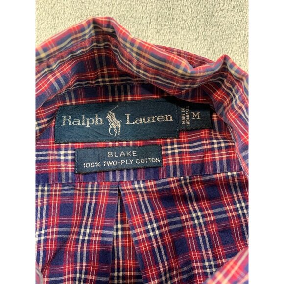 Ralph Lauren Blake Shirt Mens Medium Pink Blue Plaid Button Down Two-ply Cotton - Picture 3 of 9